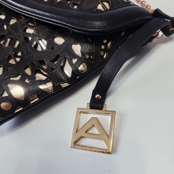 Attitude Envelope Clutch Black & Rose Gold Chain Strap - Picture 6 of 16